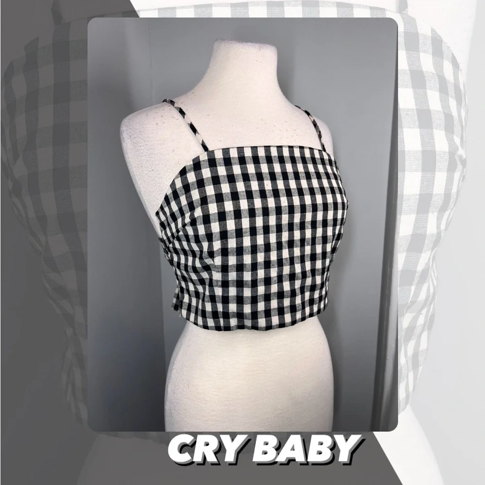 EUC Cry Baby Gingham Cropped Top - Picture 1 of 8